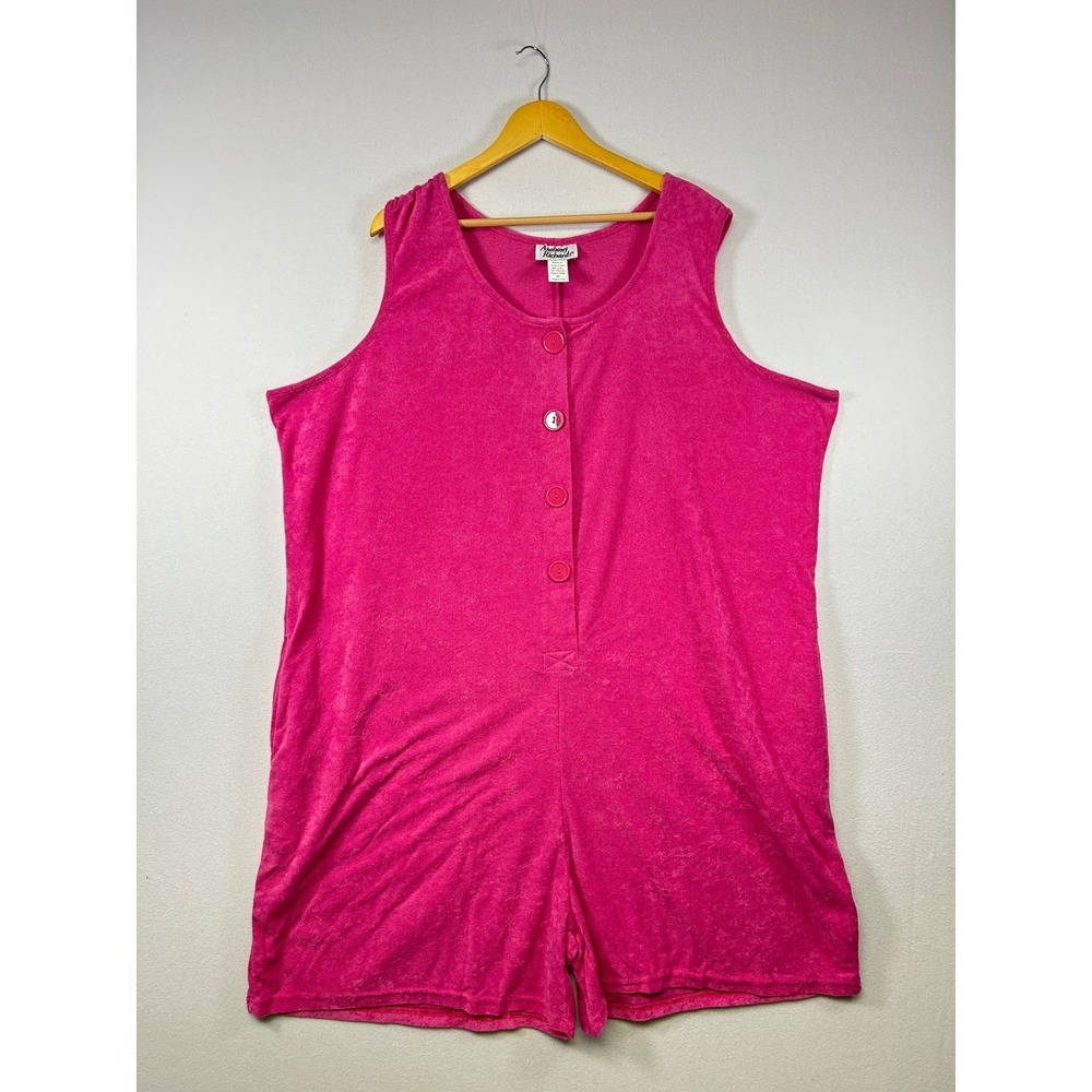 Anthony Richards Romper Womens 4X Hot Pink Terry Cloth Button Front Slvless Y2K